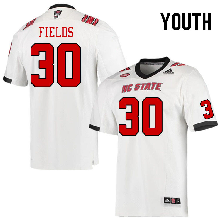 Youth #30 Coleson Fields NC State Wolfpack College Football Jerseys Stitched Sale-White - Click Image to Close